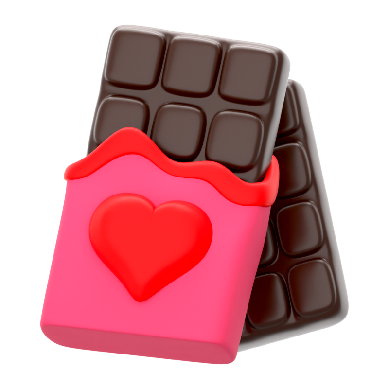 Icono 3D de una barra de chocolate con amor 3D Graphic