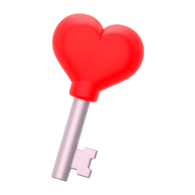 Love Key 3D Icon 3D Graphic