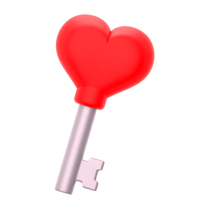 Love Key 3D Icon 3D Graphic