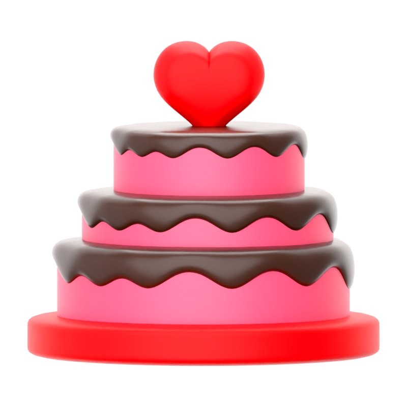 Love Cake 3D Icon 3D Graphic