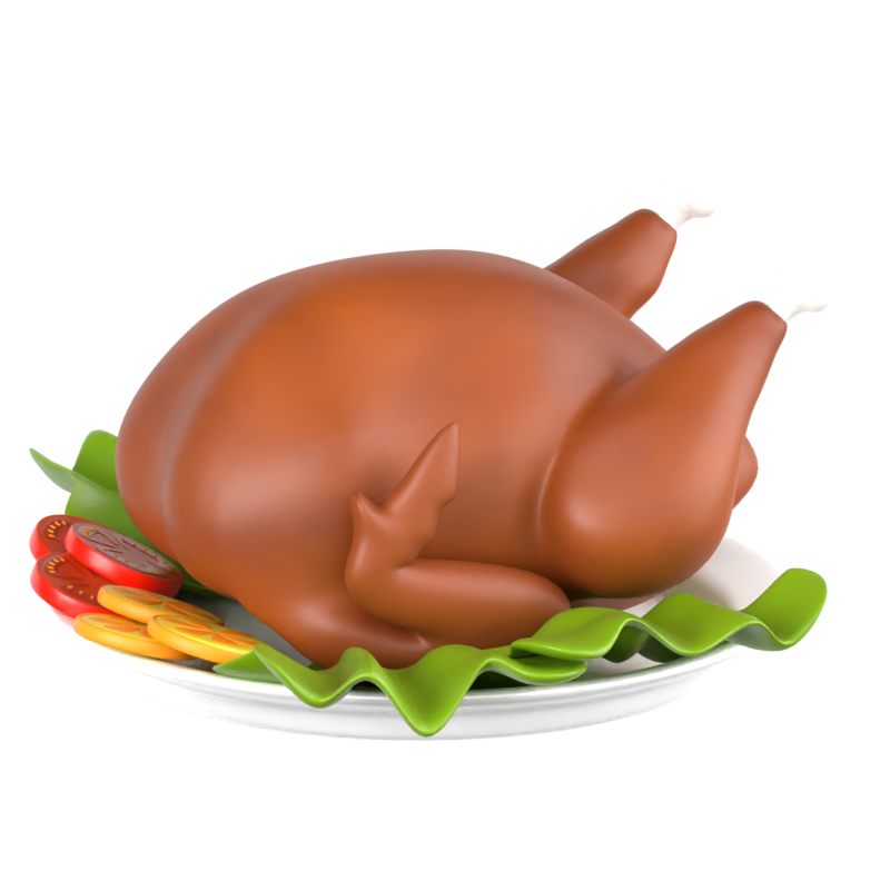 Roasted Chicken 3D Icon 3D Graphic