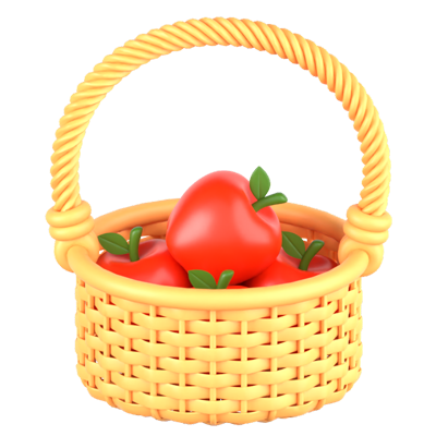 Apples In Basket 3D Icon 3D Graphic