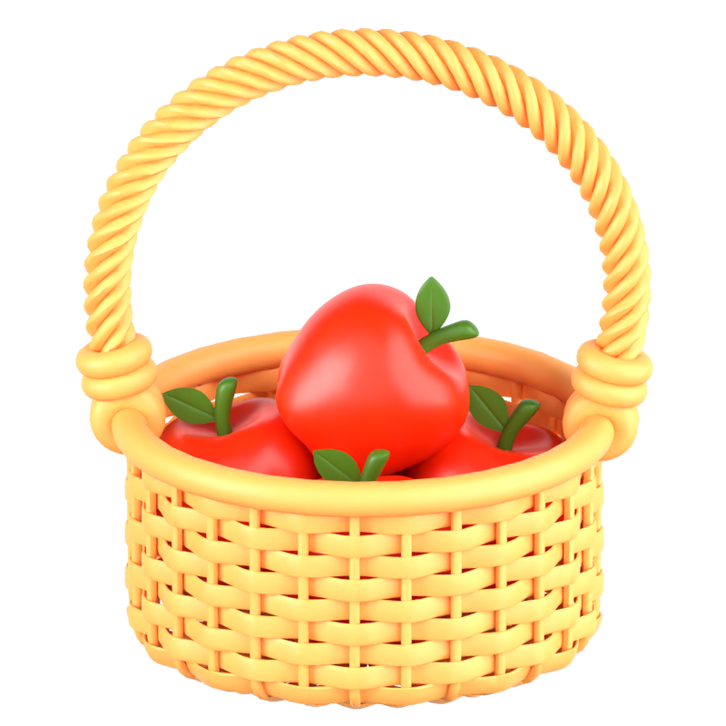 Apples In Basket 3D Icon 3D Graphic