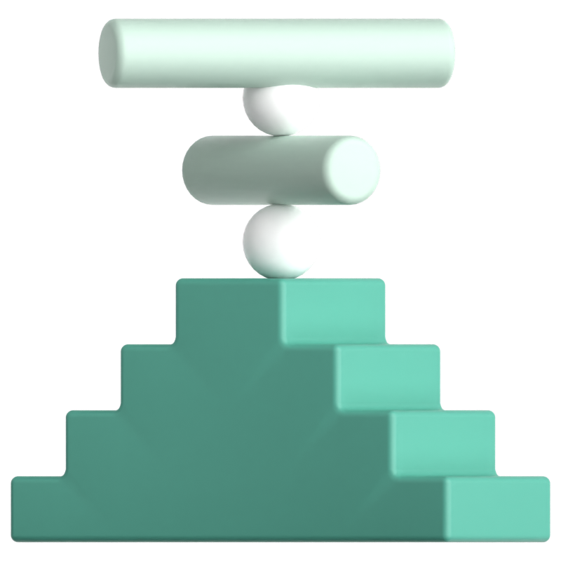 Rohr Kugel und Treppe 3D-Symbol 3D Graphic