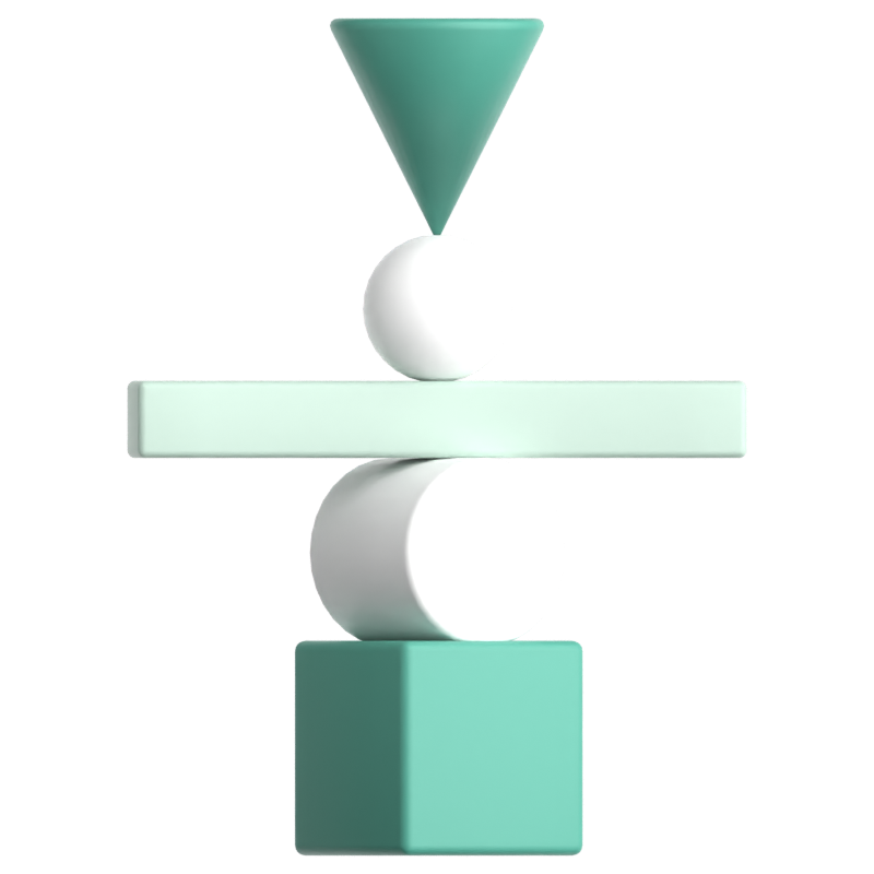 Kegel-Kugel-Zylinder-Würfel 3D-Symbol 3D Graphic