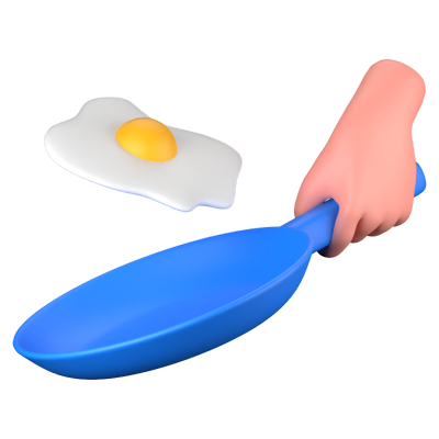 Frying 3D Icon 3D Graphic