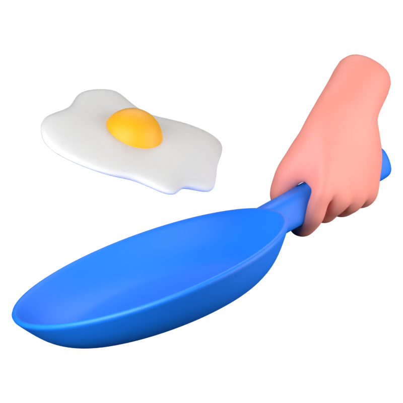 Frying 3D Icon 3D Graphic