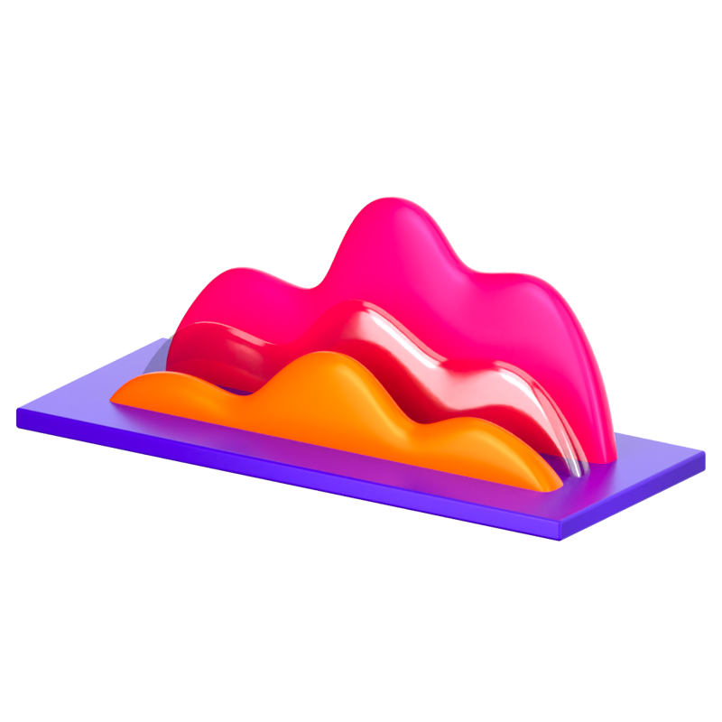 Area Chart 3D Icon