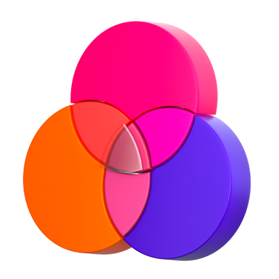 Icono 3D del diagrama de Venn 3D Graphic