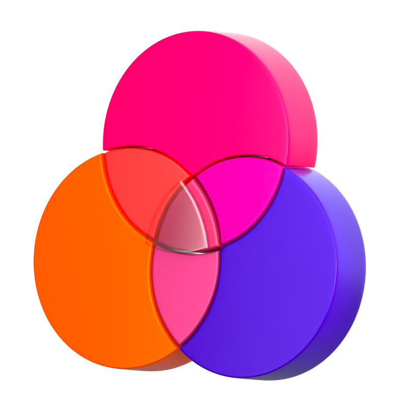 Venn-Diagramm 3D-Symbol 3D Graphic