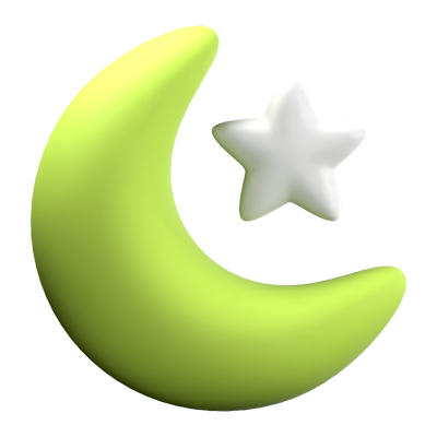 Cresent Moon And Star 3D Icon 3D Graphic