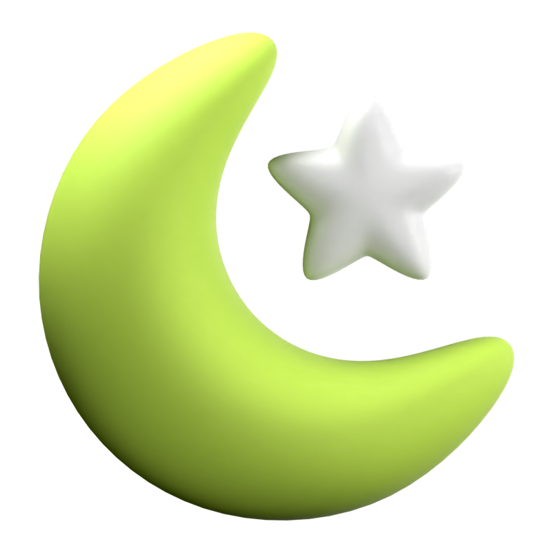 Cresent Moon And Star 3D Icon 3D Graphic