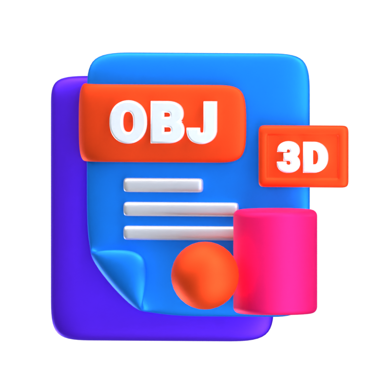 OBJ File Extension 3D Icon