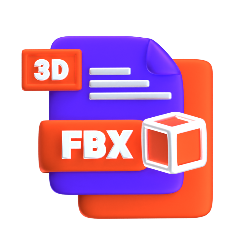 Icono 3D de extensión de archivo FBX