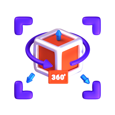 360 Degree View 3D Icon 3D Graphic