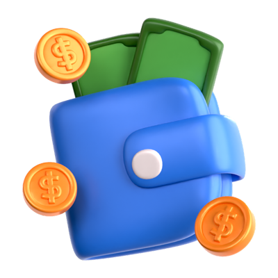 Wallet Cash Coin 3D Icon 3D Graphic