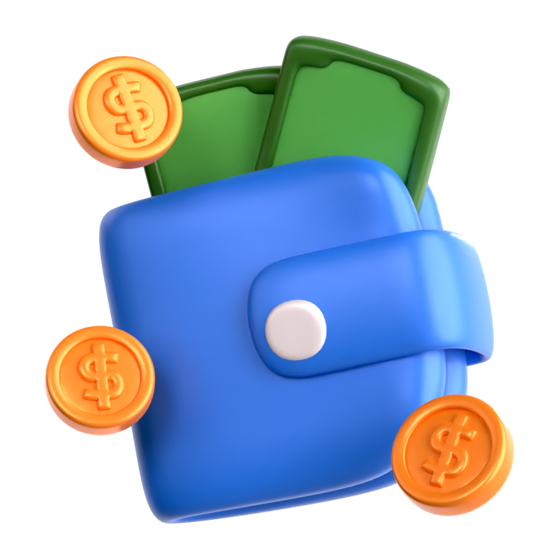 Wallet Cash Coin 3D Icon 3D Graphic