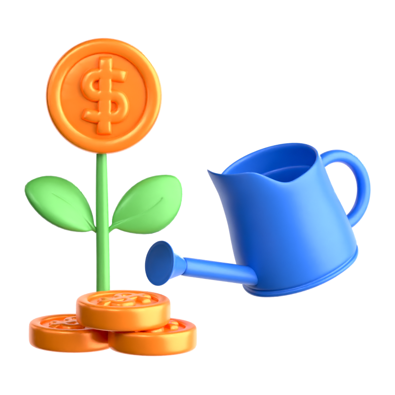 Money Plant Watering 3D Icon 3D Graphic