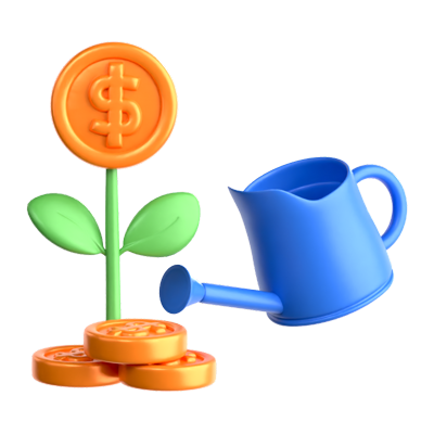 Money Plant Watering 3D Icon 3D Graphic