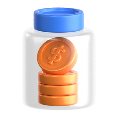 Coin Jar 3D Icon 3D Graphic