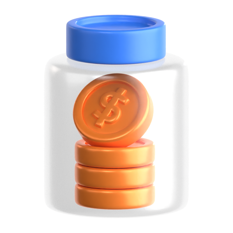 Tarro de monedas Icono 3D