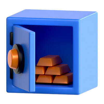 Safety Box Opened Gold 3D Icon 3D Graphic