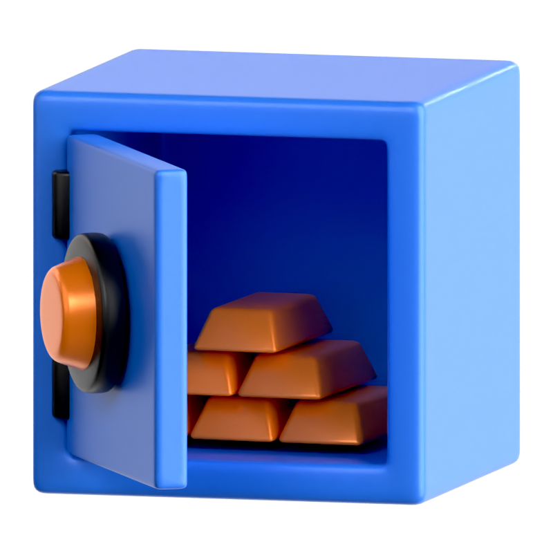 Sicherheitsbox Geöffnet Gold 3D Icon 3D Graphic