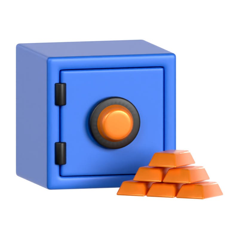 Safety Box Gold Bar 3D Icon