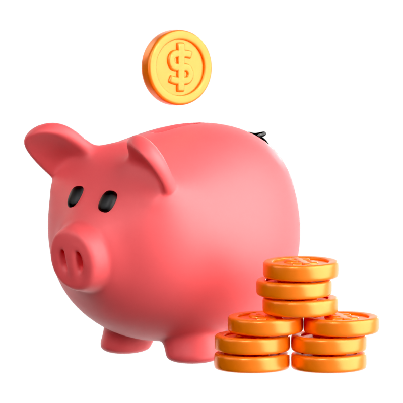 Piggy Bank Coin 3D Icon 3D Graphic