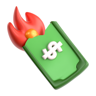 Burn Cash 3D Icon 3D Graphic