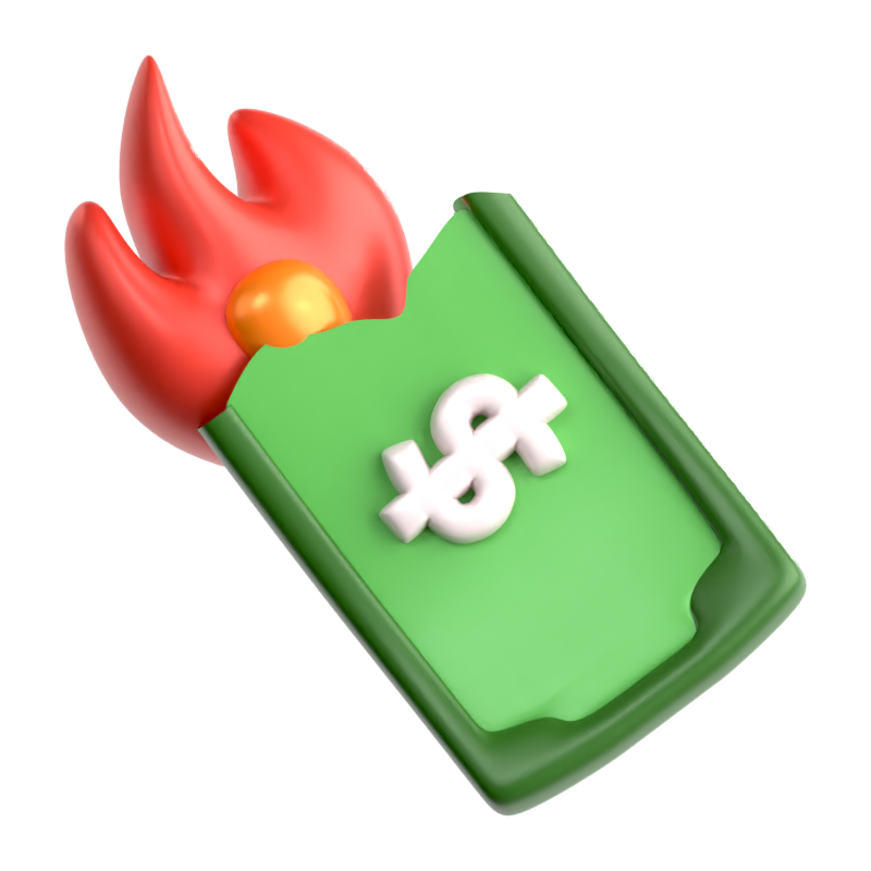 Burn Cash 3D Icon 3D Graphic