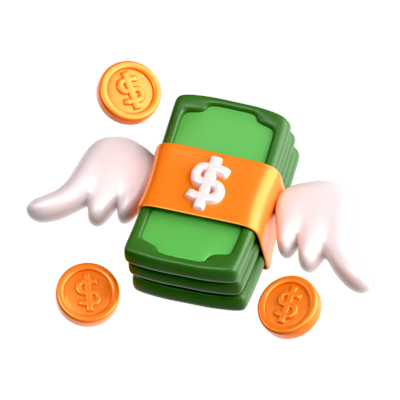 Fly Money Coin 3D Icon 3D Graphic