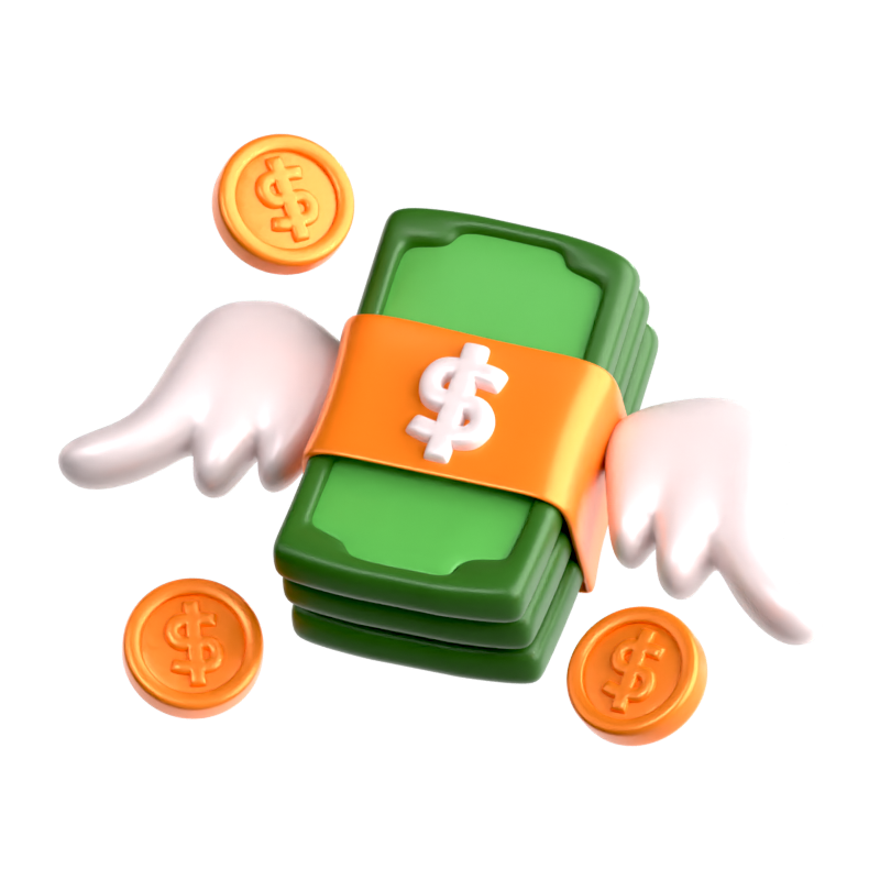 Fly Money Coin 3D Icon 3D Graphic