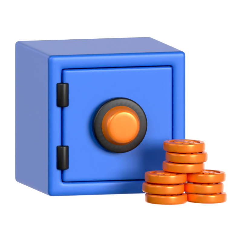 Safety Box Coin 3D Icon