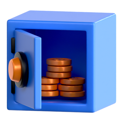 Safety Box Opened Coin 3D Icon 3D Graphic