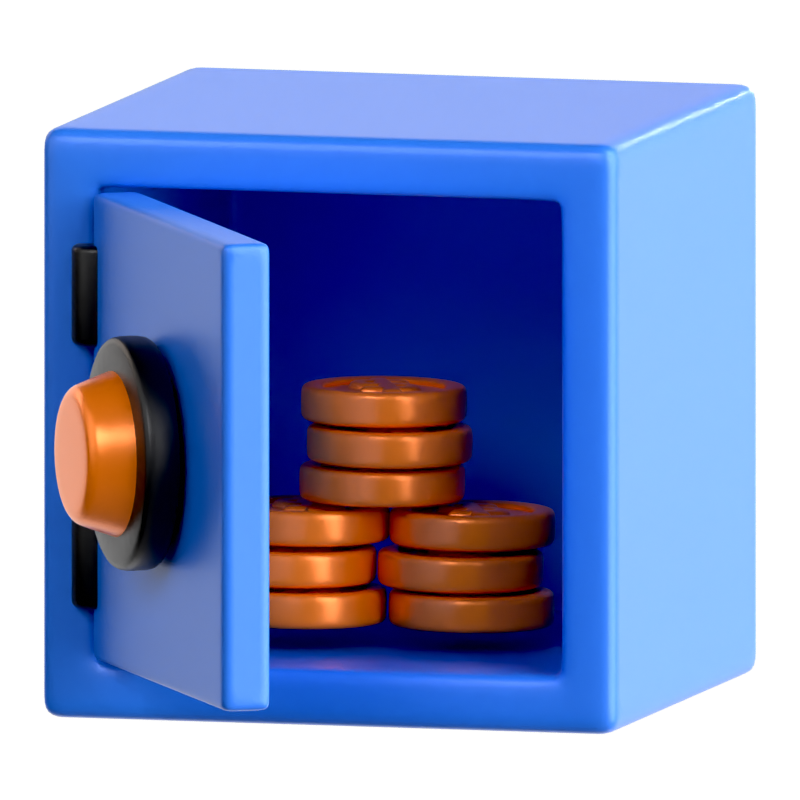 Safety Box Opened Coin 3D Icon