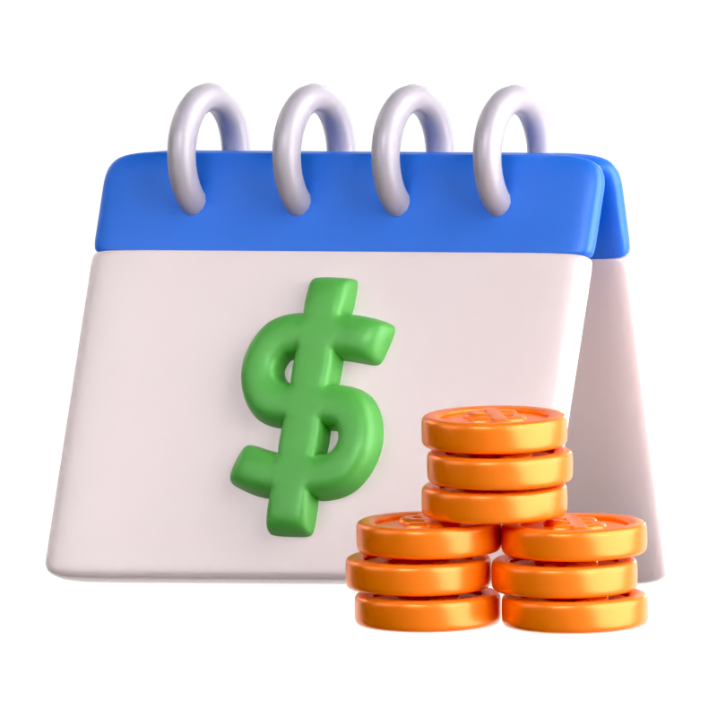 Money Calendar Coin 3D Icon