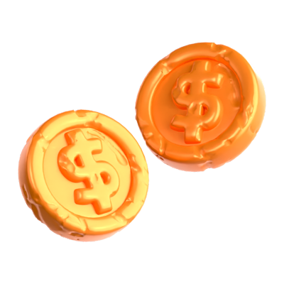 Floating Broken Coins 3D Graphic