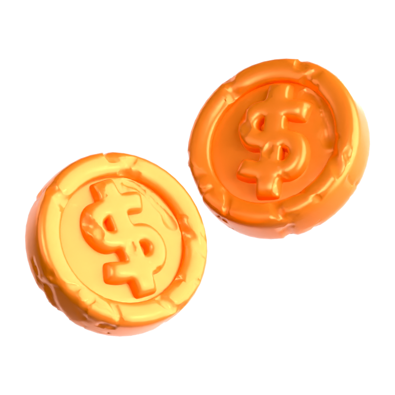 Floating Broken Coins 3D Graphic