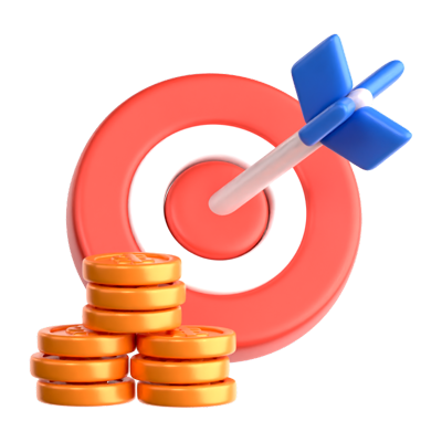 Financial Target Coins 3D Icon 3D Graphic