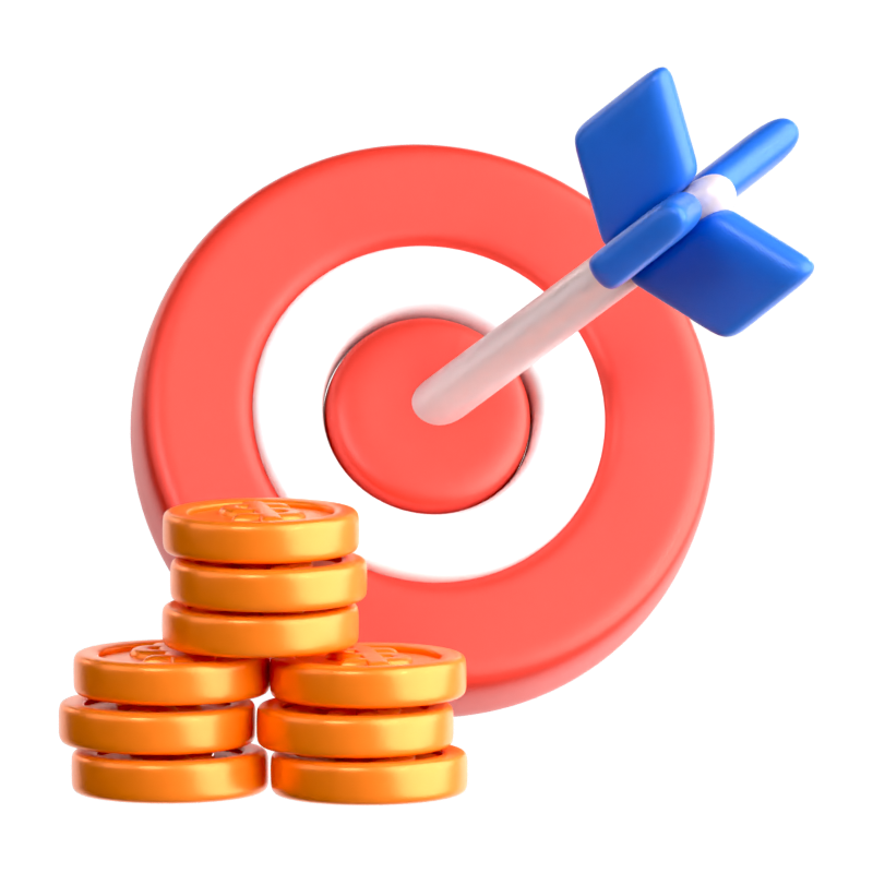 Financial Target Coins 3D Icon 3D Graphic