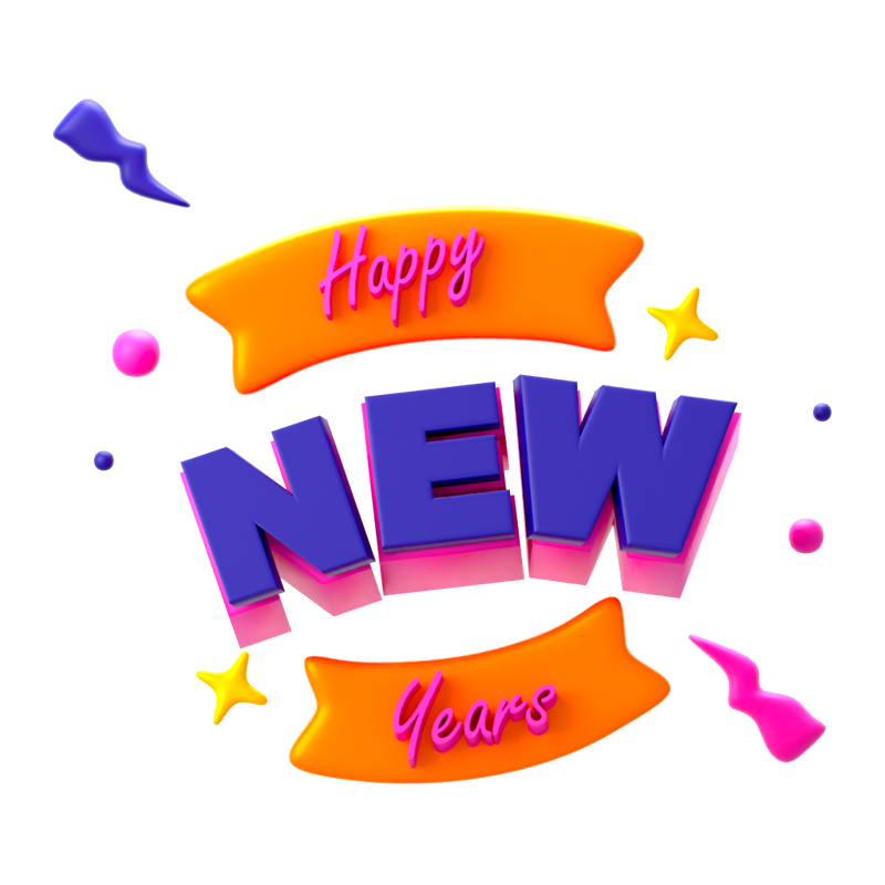 New Year Text 3D Icon