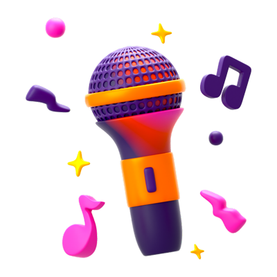 New Year Mic 3D Icon 3D Graphic