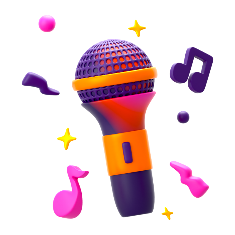 New Year Mic 3D Icon 3D Graphic