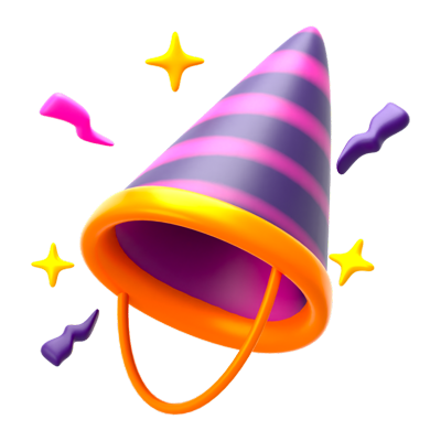 New Year Party Hat 3D Icon 3D Graphic