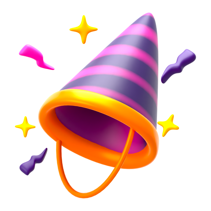 New Year Party Hat 3D Icon 3D Graphic