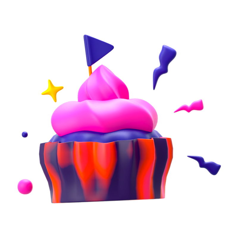 Neujahrs-Cupcake 3D-Symbol 3D Graphic