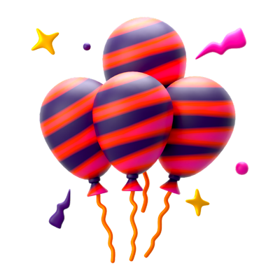 New Year Balloons 3D Icon 3D Graphic