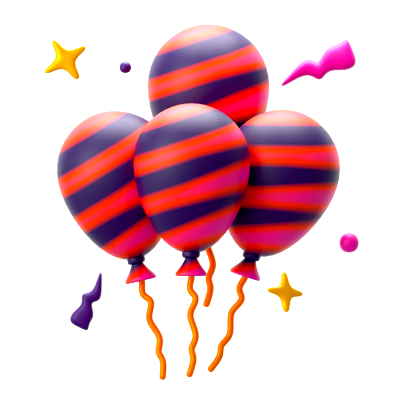 New Year Balloons 3D Icon