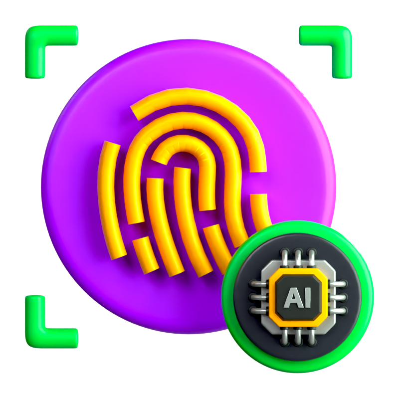 AI Fingerabdruck 3D-Symbol 3D Graphic